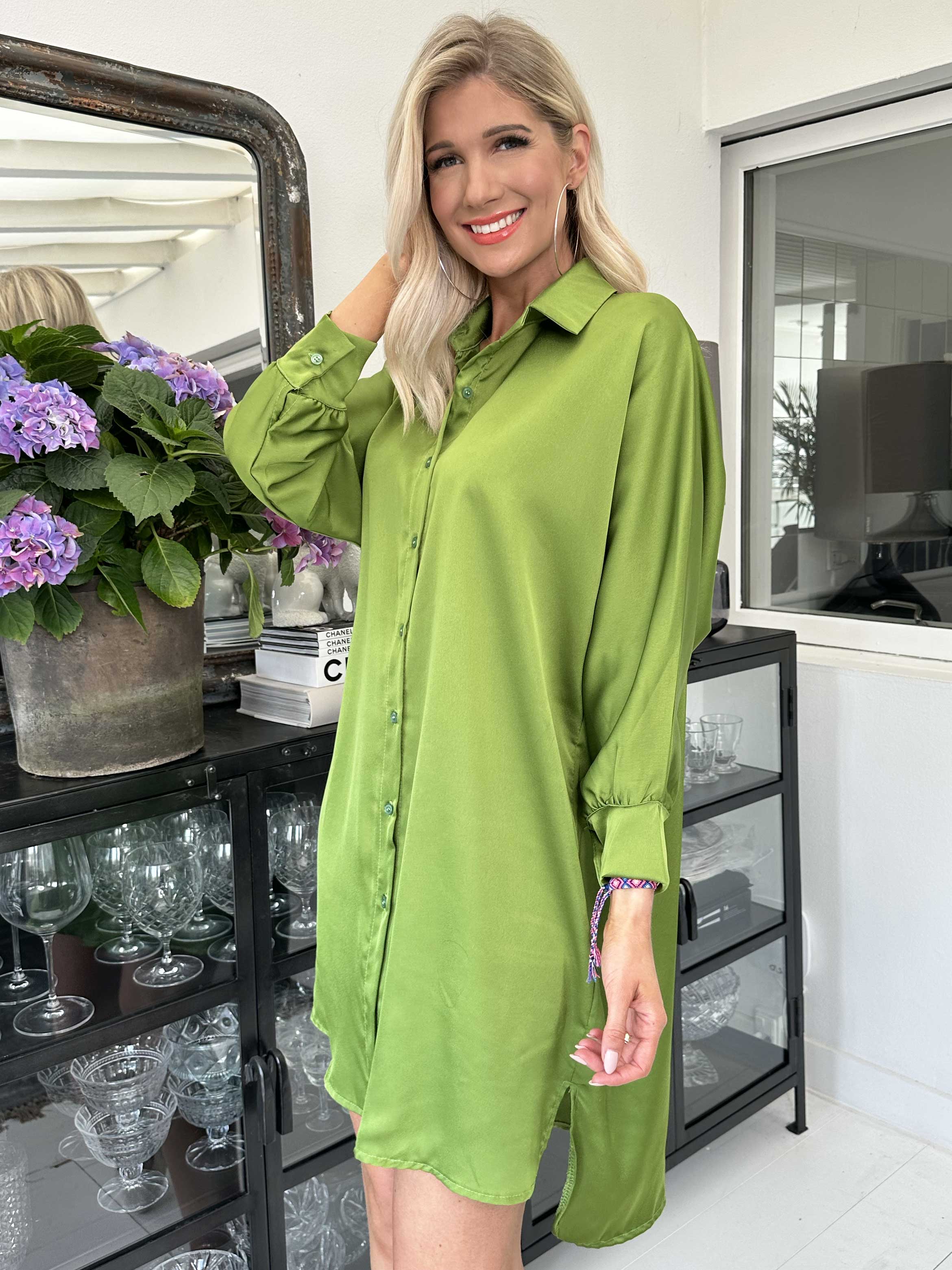 Hassel - Fin skjortekjole i silkelook